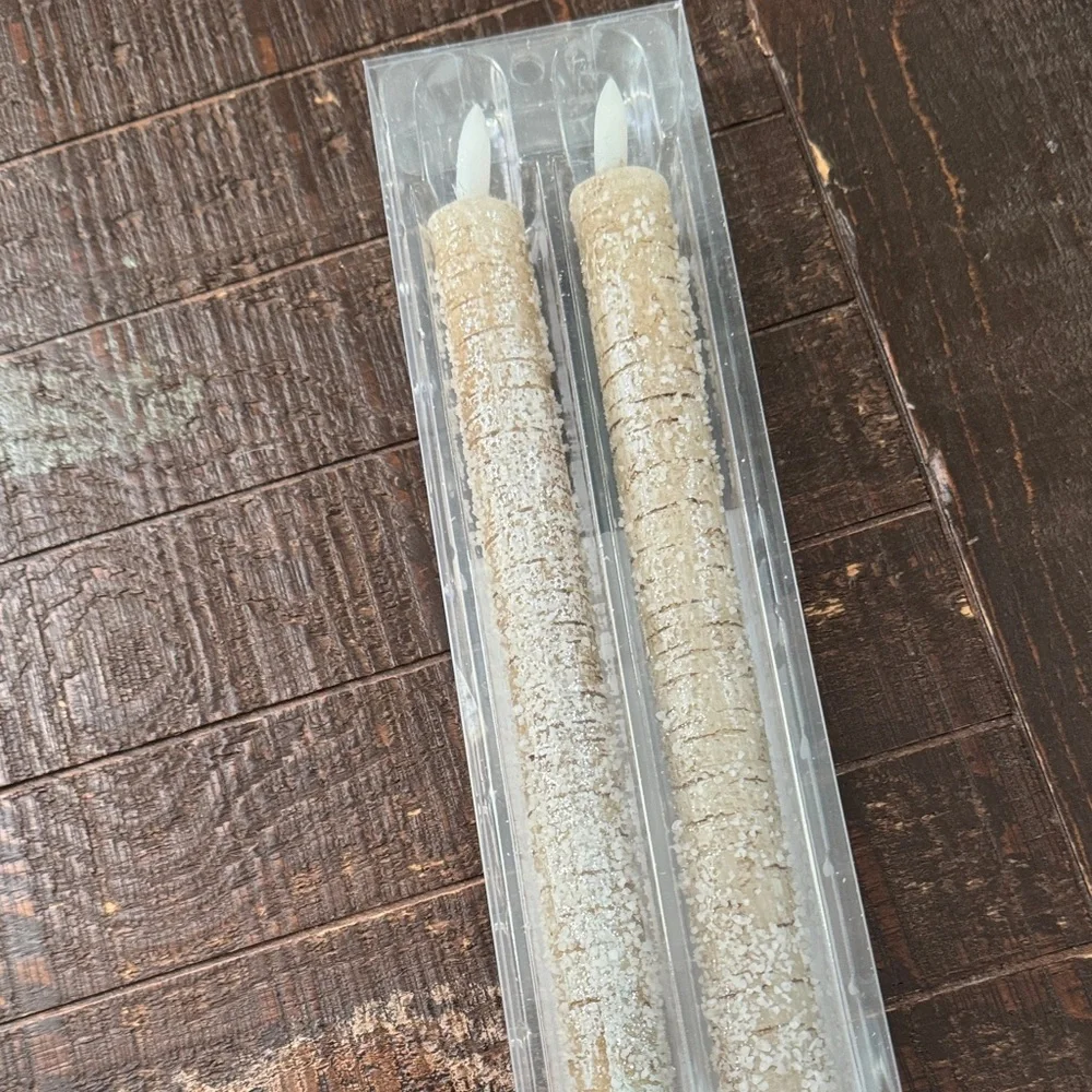Ashland LED Wax Birch Taper Candles with Flickering Flame - Set of 2